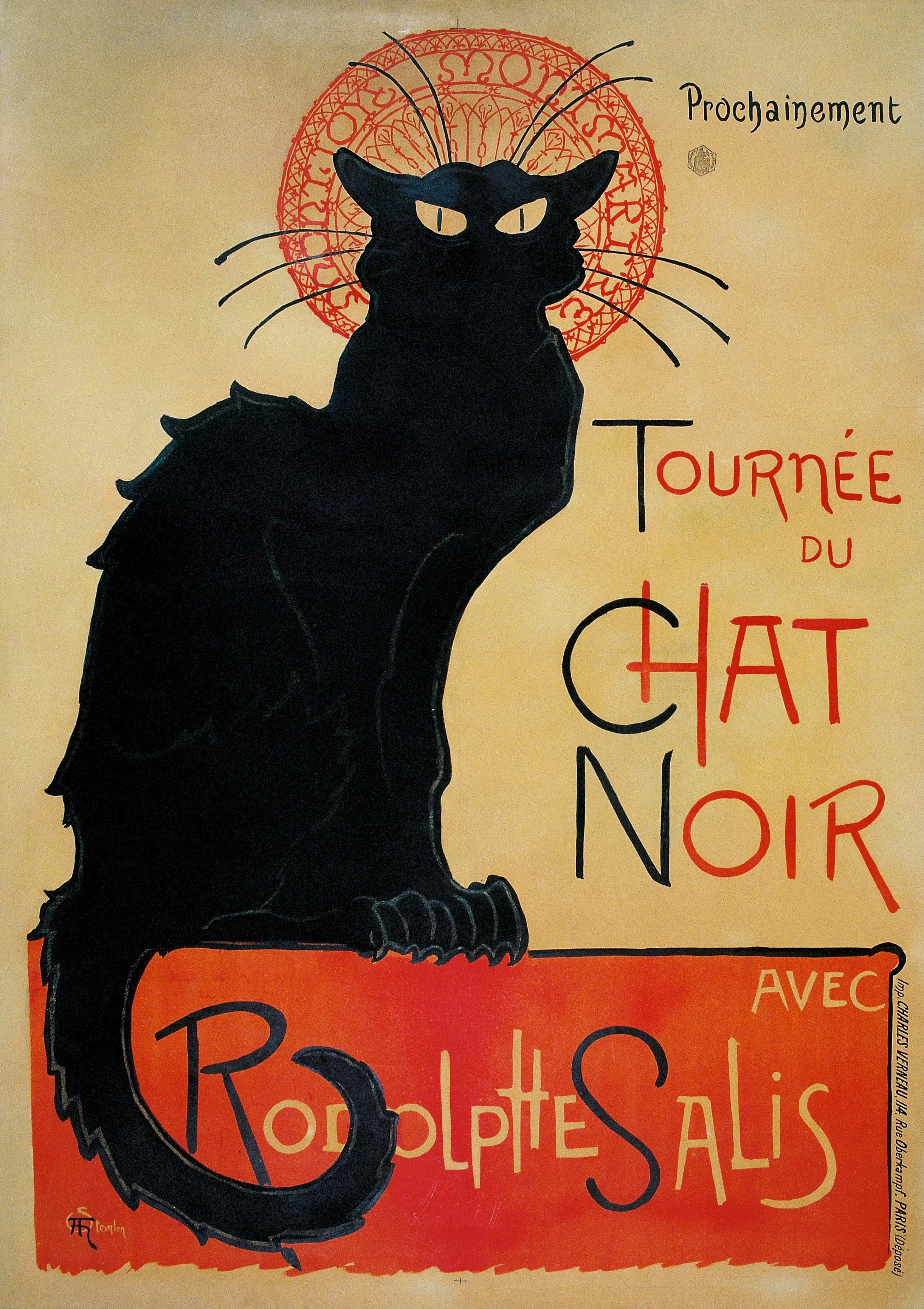 poster, a black cat next to Tournee du Chat Noir