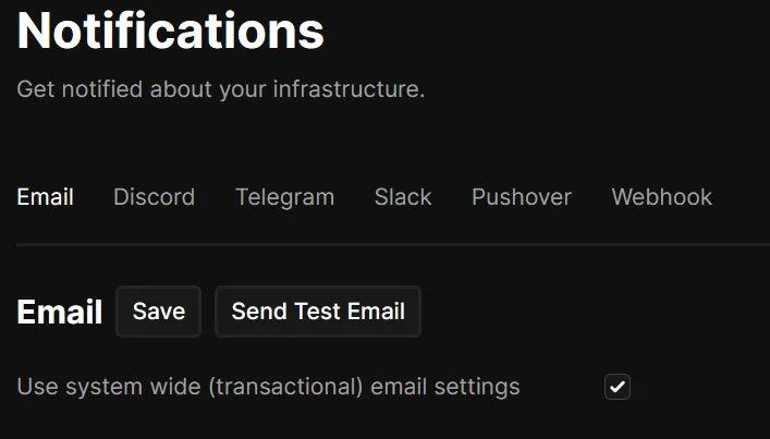 The Coolify Notifications page