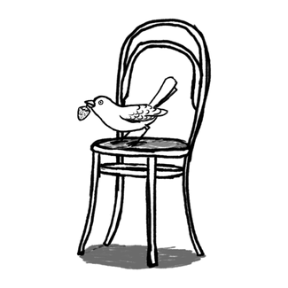 A strawberry thief sits on a No. 14 chair