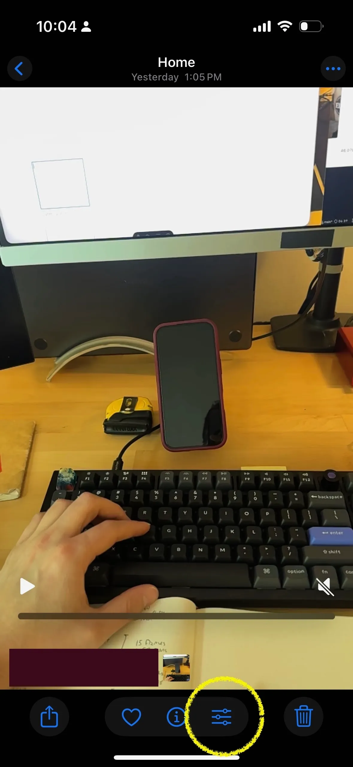 Adjust button for video