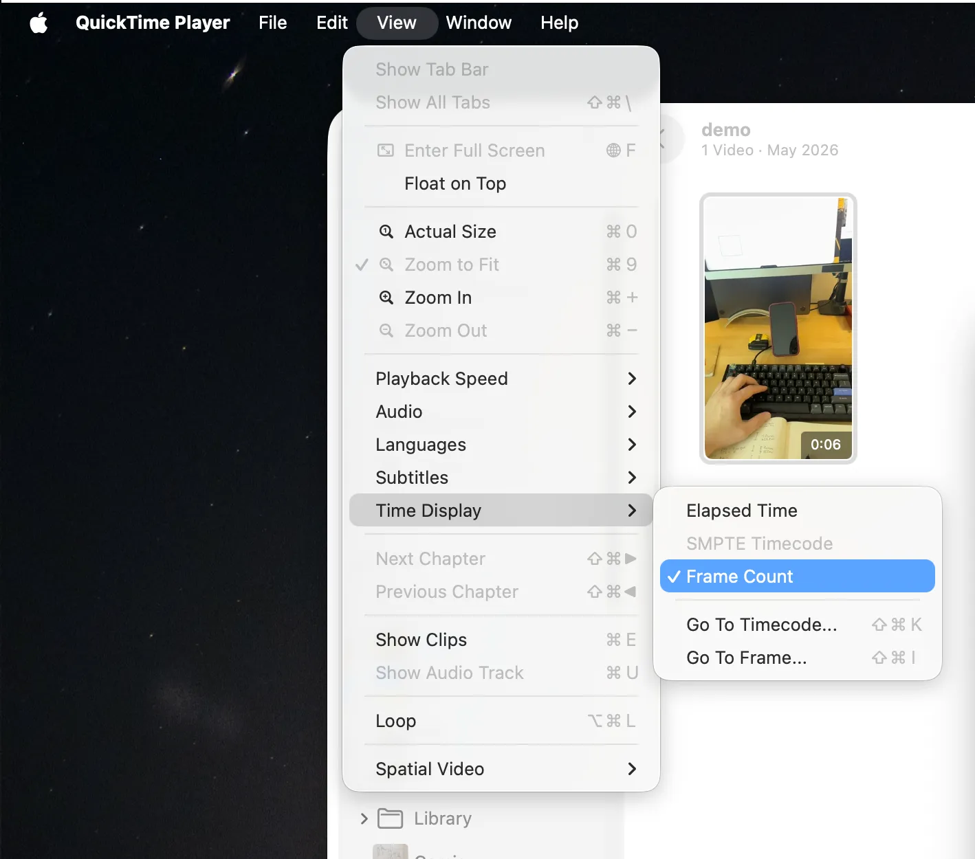 Changing the setting in the menu